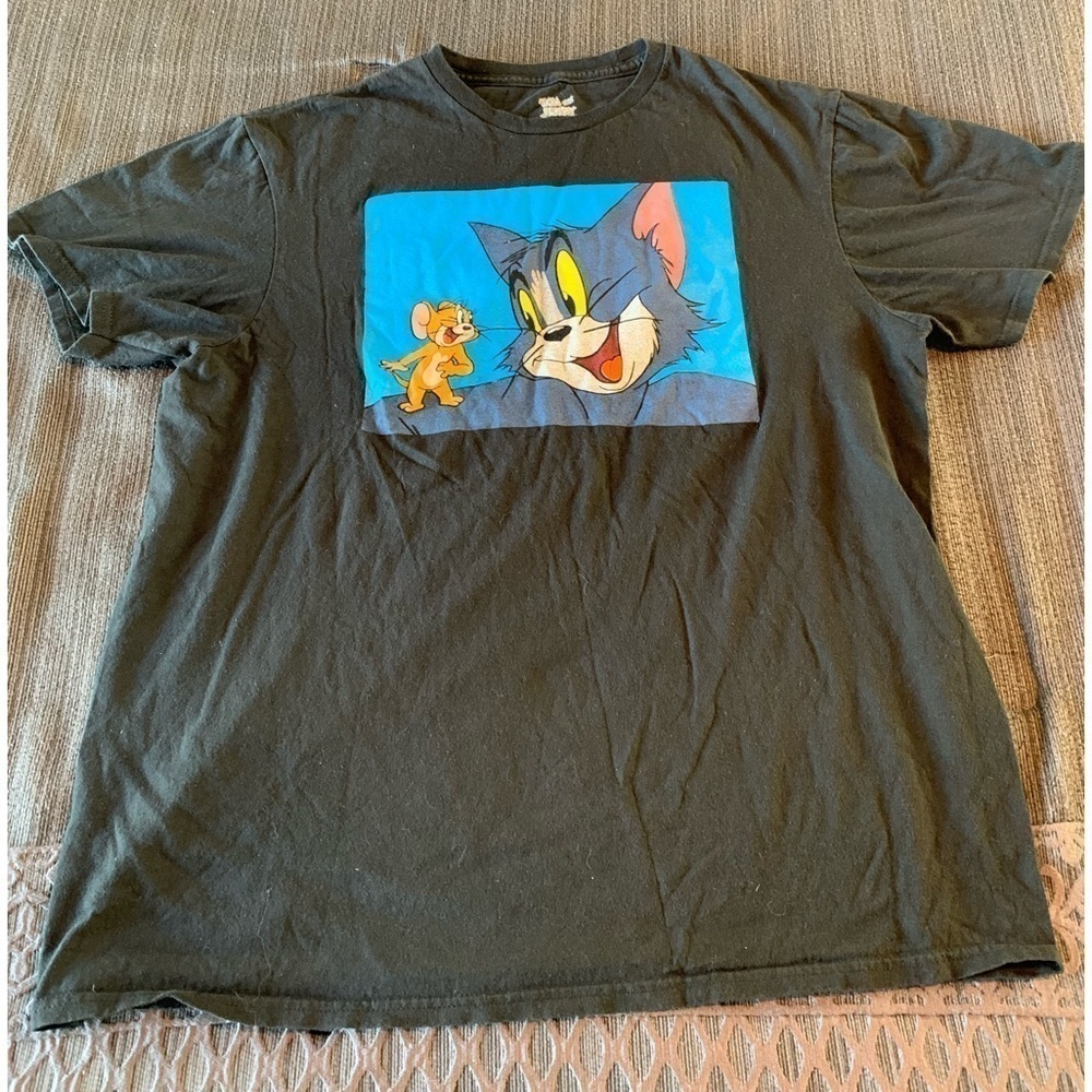 Vintage Disney Tom and Jerry Tee Top T-shirt Black Pink Size L - Picture 5 of 12